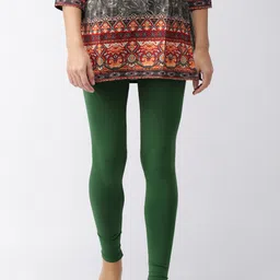 Go Colors Women Green Solid Ankle-Length Leggings-image-94