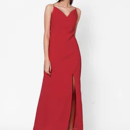 MISH Women Red Solid Maxi Dress-picture-28