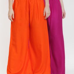 TAG 7 Women Pack of 2 Solid Flared Palazzos-picture-11