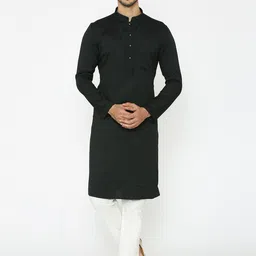 Manyavar Men Black Solid Kurta-picture-58