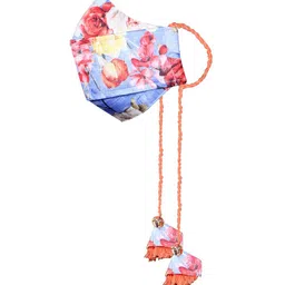 JBN Creation Kids Blue & Pink Printed 3-Ply Tassel Style Cloth Mask-51