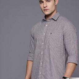 Raymond Slim Fit Micro Checks Opaque Pure Cotton Casual Shirt-image-7