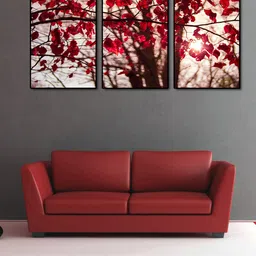 999Store Red & Brown 3-Panel Leaves Wall Art-image-12