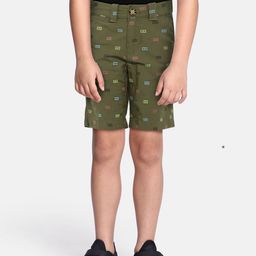 Tommy Hilfiger Boys Olive Green Printed Shorts-14