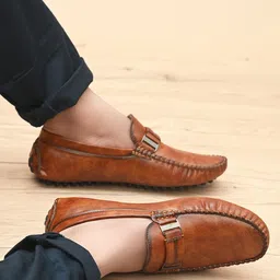 Prolific Men Tan-Brown Textured Formal Loafers-picture-53