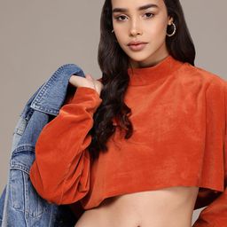 The Roadster Lifestyle Co. Fleece Crop Sweatshirt-image-61