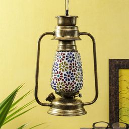 Devansh Multicoloured Solid Milky Glass Hanging Lantern-60