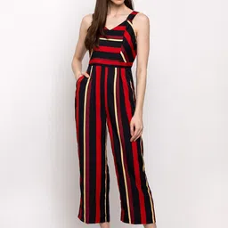 Slenor Women Multicoloured Striped Culotte Jumpsuit-35