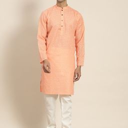 SOJANYA Men Peach-Coloured Kurta with Churidar-65