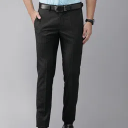 Turtle Men Black Ultra Slim Fit Solid Formal Trousers-picture-19