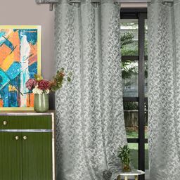 ROSARA HOME Grey 2 Pieces Long Door Curtains-image-46