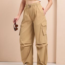 Mast & Harbour Women Solid Parachute Trousers-image-14