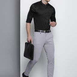 Luxe by TIGC Men Slim Fit Mandarin Collar Formal Shirt-image-72