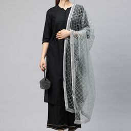 flaher Embroidered Sequinned Net Dupatta-image-37