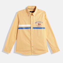 Nautica Boys Horizontal Striped Opaque Pure Cotton Casual Shirt-image-53