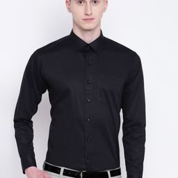 Hancock Men Black Sport Slim Fit Solid Formal Shirt-image-84