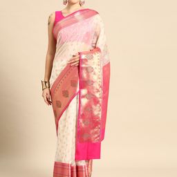 Silk Land Polka Dot Zari Art Silk Kasavu Saree-picture-25