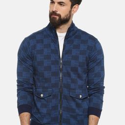 Campus Sutra Men Blue Checked Windcheater Tailored Jacket-image-120