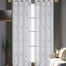 Homefab India White Set of 2 Sheer Door Curtain-image-20