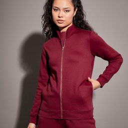 SASSAFRAS Maroon Mock Collar Bomber Jacket-image-2