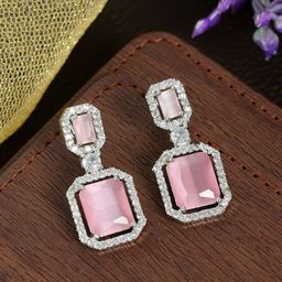 Zoey Rhodium-Plated Contemporary Drop Earrings-15