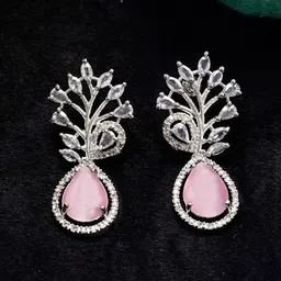 Zoey Rhodium-Plated Contemporary Drop Earrings-image-11