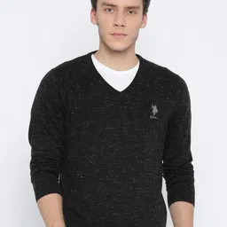 U.S. Polo Assn. Men Charcoal Grey Solid Sweater-picture-49