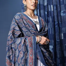 Taavi Block Printed Ajrakh Pure Cotton Dupatta-47