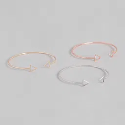 justpeachy Women Set Of 3 Rose Gold-Plated Cuff Bracelets-12