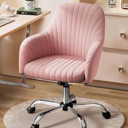 Oakcraft Pink & Grey Striped Velvet Study Chair-17