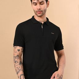 STARFOX Men Solid Polo Collar Slim Fit T-shirt-image-80