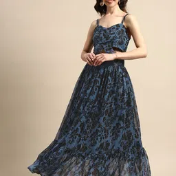 WoowZerz Floral Printed Chiffon Maxi Dress With Cut-Out Detail-image-42