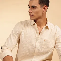 French Connection Men Smart Slim Fit Striped Seersucker Casual Shirt-image-84