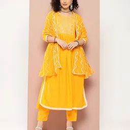 PARTHVI Printed Thread Work Pure Cotton Kurta With Trousers & Dupatta-9