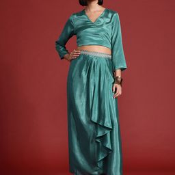 all about you Embroidered Detail Wrap Ethnic Co-ords-29