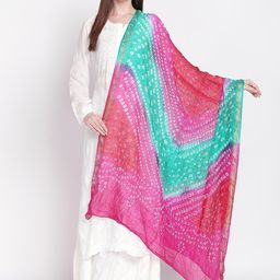 Dupatta Bazaar Pink & Turquoise Blue Dyed Dupatta-image-69