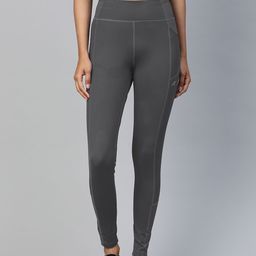 Alcis Women Grey Solid Ankle Length Tights-image-52