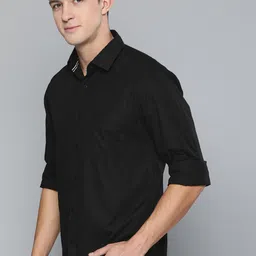 Harvard Men Black Regular Fit Solid Sustainable Casual Shirt-image-66