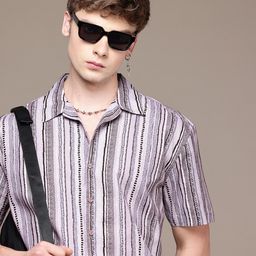 The Roadster Life Co. Pure Cotton Striped Drop-Shoulder Sleeves Relaxed Fit Casual Shirt-image-77