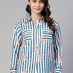 JAINISH Vertical Stripes Shirt Style Top-image-75