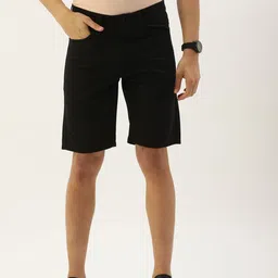 PETER ENGLAND UNIVERSITY Men Black Solid Slim Fit Regular Shorts-picture-48