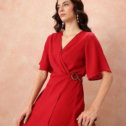 all about you V-Neck Pleated Wrap Dress-image-47