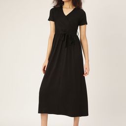BRINNS Black Solid Midi Dress-image-25
