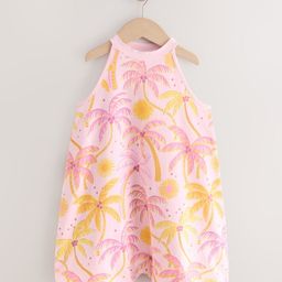 NEXT Girls Cotton Palm Tree Print Playsuit-image-79