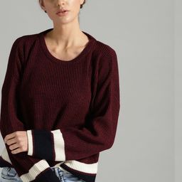 The Roadster Lifestyle Co Women Maroon Solid Sweater-picture-56