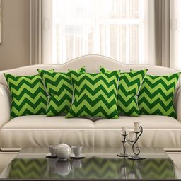 SEJ by Nisha Gupta  Green Set of 5 Geometric Print 16'' x 16'' Square Cushion Covers-31