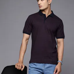 Raymond Slim Modern Fit Printed Polo Collar Pure Cotton T-shirt-image-24