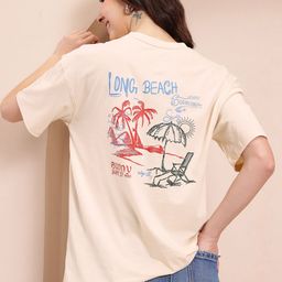 Mast & Harbour Women Printed Drop-Shoulder Sleeves Pure Cotton T-shirt-image-56