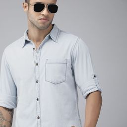 Roadster Men Blue Pure Cotton Checked Casual Shirt-image-57