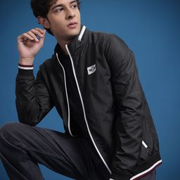 The Roadster Lifestyle Co. Solid Windcheater Jacket with Contrast Details-image-40